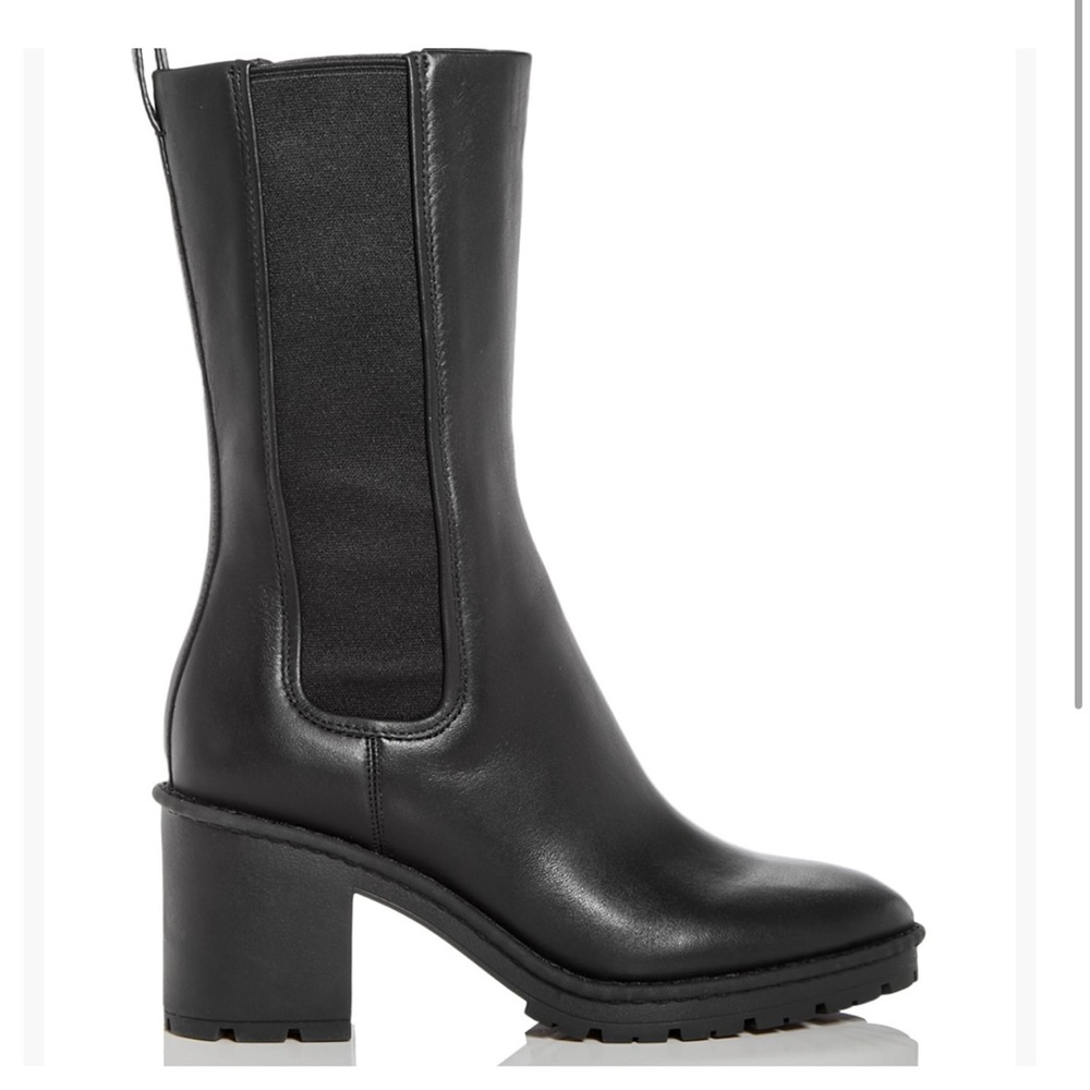 Vince Women’s Henderson High Block Black Heeled Leather Boots 8.5